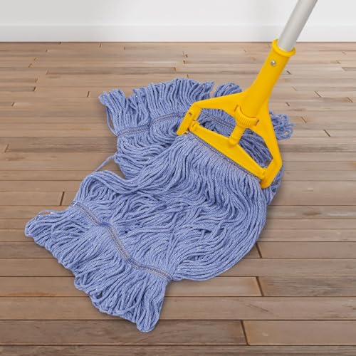 kCarpolyGeneral Cleaning Mop Heavy Duty Commercial Replacement, Heavy Duty Mop Head Commercial Replacement ，Wet Industrial Blue Cotton Looped End String Head Refill (Pack of 3) Blue - color: Blue