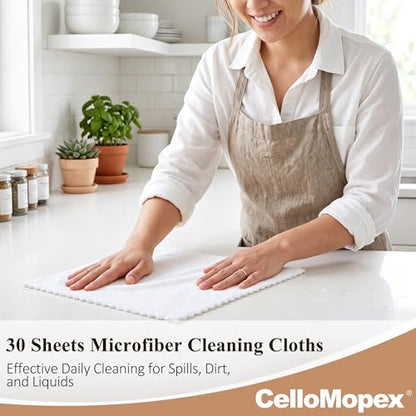 30 Pack Microfiber Cleaning Cloths, Dish Towels for Kitchen, Cleaning Rags for Car, Window, Bathroom, Household, Ultra Absorbent Cleaning Supplies Lint Free Streak Free, Reusable & Washable (White) - color: White