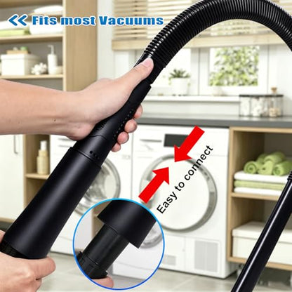 3 Pieces Dryer Vent Cleaner Kit: Vacuum Hose With Brush & Gloves Fits for Vacuums Cleaner, Refrigerator Condenser Coils, Tight Spaces Behind Appliances, Deep Cleaning Tools for Clogged Ducts- Black - color: Black(Complete Kit)
