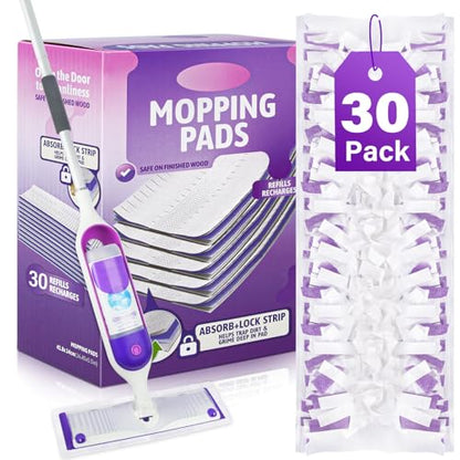 Mop Pads Refills for Swiffer PowerMop: 30 Pcs Disposable Pad | Wet Dry Use, 10-Layer Design, for 13" - 15" spray mops, Tile Hardwood Multi-Surface Floor Cleaning - size: 30 Pcs Mop Pads