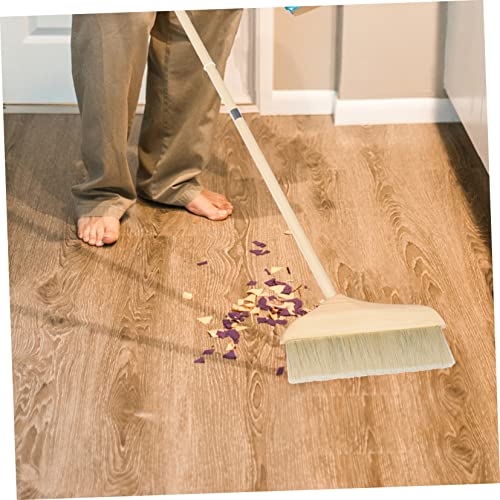 Ergonomic Soft Bristle Broom Handle for Sweeping Reach Broom Stick for Hardwood Floors Safe for Carpet