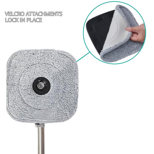 True & Tidy Silicone Sweeper Mop Head + 2pc Machine Washable Microfiber Pad for SPIN-800 TrueClean Mop and Bucket System Square Spin Accessories Set