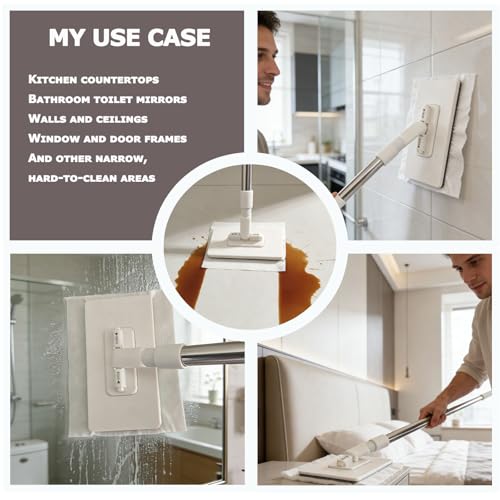 Clip-On Mini Dust Mop with Disposable Cloths - Extendable Handle Cleaning Tool for Small Spaces
