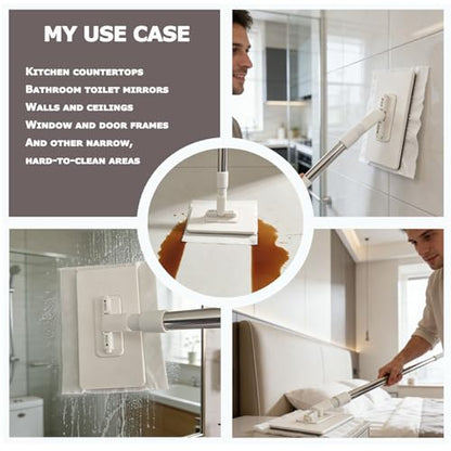 Clip-On Mini Dust Mop with Disposable Cloths - Extendable Handle Cleaning Tool for Small Spaces