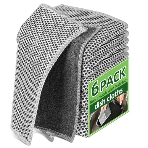 Stainless Steel Scrubber and Cleaning Rags - Non Scratch Wire Dishcloth for Washing Dishes, Durable Steel Wool Scrubber and Kitchen Dish Towels (New 6pcs) - size: New 6pcs
