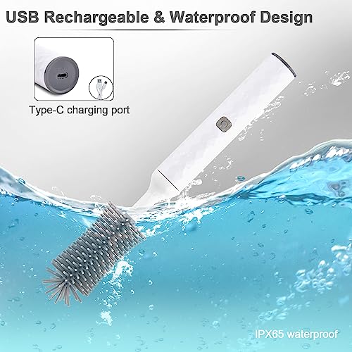 Rechargeable Electric Bottle Brush Cleaner Set, 360° High Speed Rotation Silicone Cleaning Brush with Bottle Brush, Pacifier Brush, Straw Brush, Perfect for Baby Bottle,Cup, Kitchen Utensils - color: White