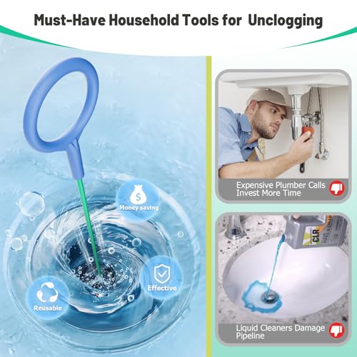 Drain Snake Hair Drain Clog Remover (5 Pack), 2026 Upgraded 30-Inch Reusable Sink Snake – Anti-Break Metal Core & Nylon Layer, Flexible Drain Cleaner Tool for Bathroom Sink, Tub, Shower Pipe Clogs