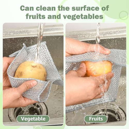 12Pcs Non Scratch Wire Dish Cloth, Multipurpose Wire Dishwashing Rags: Double Layer Mesh Cleaning Cloths, Steel Mesh Dishcloths, Scrub Cloths for Kitchen/Bath