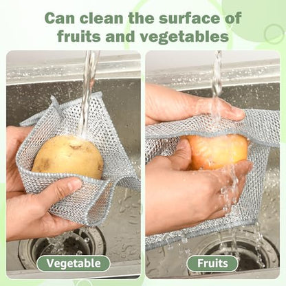 12Pcs Non Scratch Wire Dish Cloth, Multipurpose Wire Dishwashing Rags: Double Layer Mesh Cleaning Cloths, Steel Mesh Dishcloths, Scrub Cloths for Kitchen/Bath