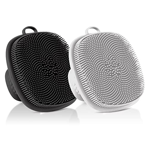 Face Scrubber 2Pack Silicone Face Scrubber for Men, Facial Cleansing Brush Silicone Face Wash Brush Manual Waterproof Cleansing Skin Care Face Brushes for and Exfoliating - color: Black+white