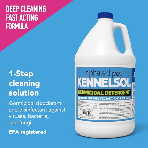 KennelSol Dog Crate Cleaner & Disinfectant for Kennels, Cages, Floors, Litter Boxes & Hard Surfaces | EPA-Registered, Kills Bacteria & Viruses, Parvo Disinfectant | 128 Fl Oz - 4 Count - size: 128 Fl Oz (Pack of 4)