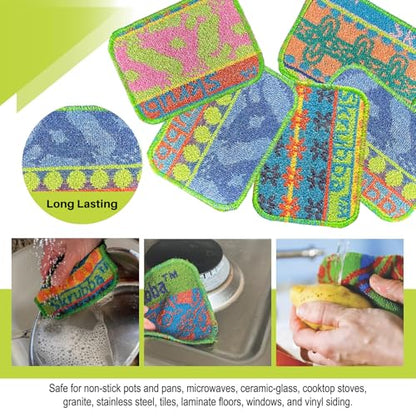 Wet-It Skrubba Non-Scratch Scouring Pad – European Scrubby Sponge for Kitchen Cleaning, Pots, Pans, Glass & Cookware – Durable Reusable Pad with Fun Chicken Design - color: Chickens, size: 3-Pack