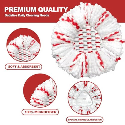 Mop Heads Replacements, 2 Pack 40% More Cleaning Power, Spin Mop Replace Refills for Easy Wring 1-Tank System, Deep Cleaning, Microfiber and Machine Washable