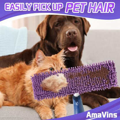 AmaVins 2 Pack Pet System Microfiber Sweeping Pad, Reusable Pet Replacement Mop Pad for Bona Mop & Multi-Surface Floors, 18 Inch Washable Cleaning & Dusting Pads, Attracts & Picks Up Pet Hair
