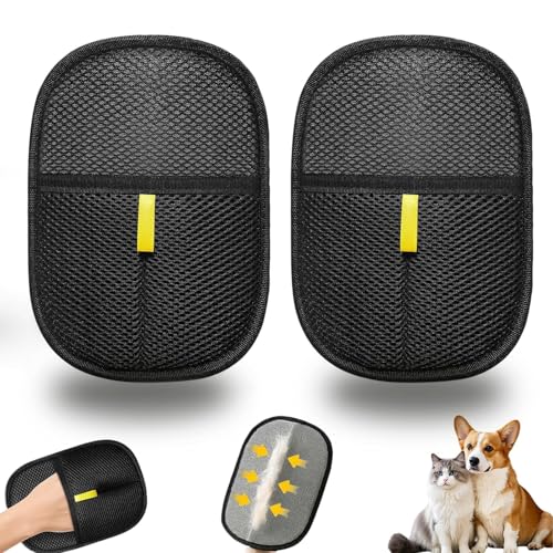 Electrostatic Pet Hair Remover Glove for Dogs &Cats, Reusable Cat Dog Magic Brush pet Hair, Suitable for Sofas, Clothing, Carpets, Curtains (2)