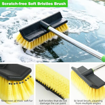 62" Car Wash Brush with Long Handle, Chenille Microfiber Car Wash Mop Mitt, Scratch-Free Soft Bristles Brush , Windshield Window Squeegee, Car Cleaning Brush Kit Supplies for Car,Truck,SUV,RV,Boat - size: 5 Pack