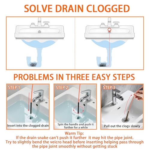 Drain Clog Remover,5 Pack 31.88inch Drain Snake Hair Removal Tool,Shower Sink Unclogger Tool,Hair Catcher Auger Cleaner Tool for Toilet,Kitchen Sink,Bathroom Tub,Floor Drains,Sewer,Pipe Drains Opener