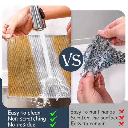 Navona 12 Pcs New Upgrade Steel Wire Dishcloth,Triple-Layer Steel Wire Cleaning Cloth,Powerful Cleaning Non-Scratch Wire Dishcloth Rag for Cookware, Sinks, Dishes, Stove Tops - color: 12-pack（triple-layer）