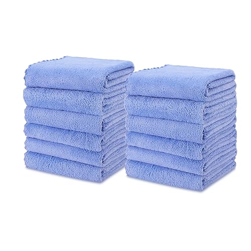kimteny 12 Pack Microfiber Kitchen Dish Towel, 28 x 13 Inch Reusable Cleaning Cloth, 300 GSM Absorbent Towel for Dishes, Countertops & Sink (13x28-12 Pack, Blue) - color: Blue, size: 13x28 - 12 Pack