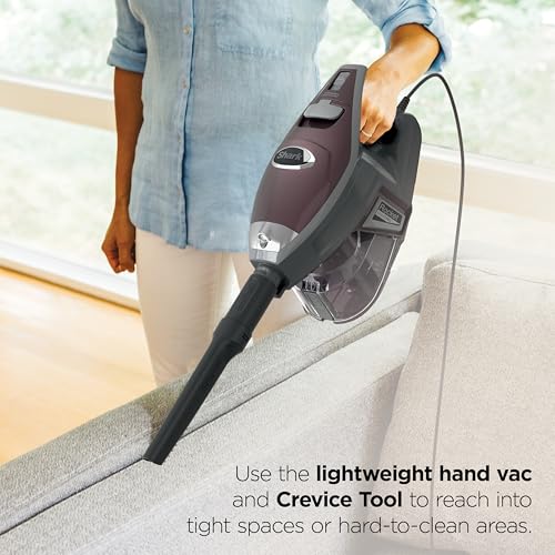 Shark Rocket Pet Plus | Corded Stick Vacuum Cleaner for Carpet, Rugs & Hard Floors | Lightweight Hand Vacuum for Pet Hair | LED Headlights | XL Dust Cup | 2 Attachments | Bordeaux/Silver | HV322 - style: Rocket Deluxe w/ headlights