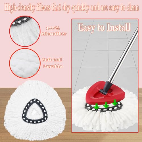 9+1 Pack Spin Mop Replacement Head for Ocedar, 100% Microfiber Mop Heads Replacements Compatible with Ocedar Easywring 1-Tank System, 360 Degree Spin Mop Refill for Easy House Cleaning Floor Mopping