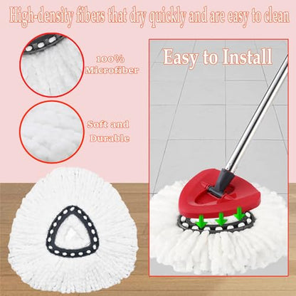 9+1 Pack Spin Mop Replacement Head for Ocedar, 100% Microfiber Mop Heads Replacements Compatible with Ocedar Easywring 1-Tank System, 360 Degree Spin Mop Refill for Easy House Cleaning Floor Mopping