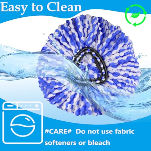 Mop Heads Replacement Handle for Ocedar RinseClean 2-Tank System, 2 Microfiber Mop Refills, 1 Mop Handle (30-58in Adjustable 4-Section Pole), 2 Scrub Brush, 1 Spin Base for O Cedar RinseClean
