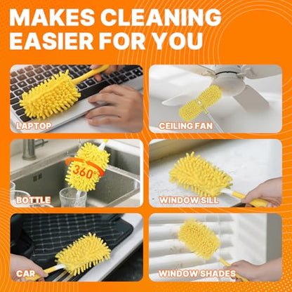 Reusable Duster Refill Compatible with Swiffer Hand Duster, 360 Heavy Duty Duster Refills, Microfiber Washable Dusters Refills for Swiffer Duster Extended Handle, 4 Pack (Handle is Not Included) - color: 4 Pack (Yellow)