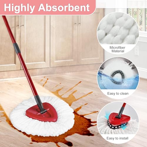 Mop Heads Replacement for Ocedar, Mop Replace Head for Ocedar EasyWring 1 Tank, Microfiber Spin Mop Refills, Include 2 Mop Replacement Head Deep Cleaning, 1 Mop Base and 2 Upgraded Scrubber Mop Head - size: 2 Mop Head & 1 Base & 2 Upgraded Scrubber