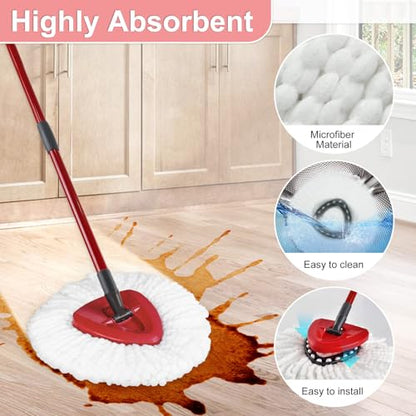 Mop Heads Replacement for Ocedar, Mop Replace Head for Ocedar EasyWring 1 Tank, Microfiber Spin Mop Refills, Include 2 Mop Replacement Head Deep Cleaning, 1 Mop Base and 2 Upgraded Scrubber Mop Head - size: 2 Mop Head & 1 Base & 2 Upgraded Scrubber
