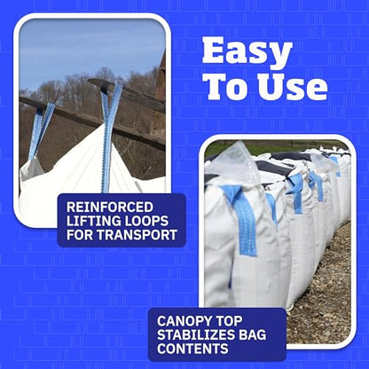 DURASACK Heavy Duty Builder's Bulk Bags 200-Gallon White Woven Polypropylene Contractor Trash Bags for Demo and Construction, Holds up to 2200 lbs, Open Top, Pack of 10 - size: Pack of 10