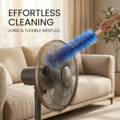Fan Cleaner Brush, Bendable Microfiber Fan Duster, Reusable Fan Cleaning Brush for Ceiling Fans, Air Vents, Blinds, Curtains, Car Vents & Household Cleaning (3, Blue) - color: Blue