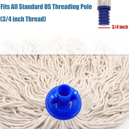 EaseYourDay Cotton String Screw on Mop Replacement Head Compatible with All Standard US Threading Pole (Acme 3/4 inch Thread) - 2 PCS