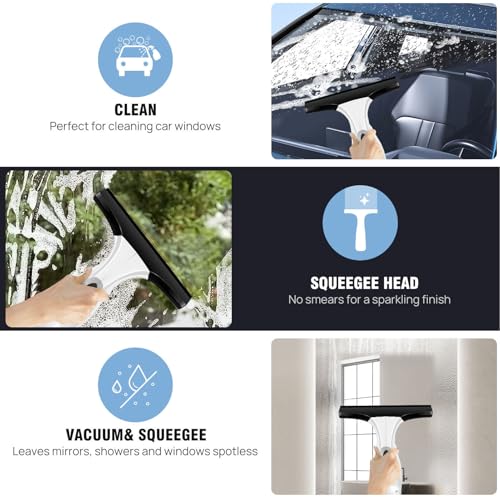 banapoy Window Vacuum Squeegee Cordless, Electric Window Cleaner Tool Kit Handheld Rechargeable Vacuum with 150ML Waste Water Tank, for Shower Glass, Car, Door