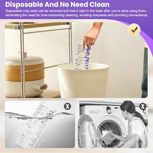 40 Pack Disposable Refill Pads for Power Mop™ Multi-Surface and for PowerMop™ Wood Mop, Repalcement Spray Mopping Pads for All Safe Floors - size: 40*Purple