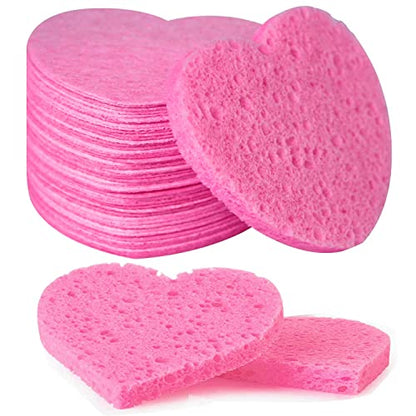 50-Count Compressed Facial Sponges, Spunspon 100% Natural Cellulose Face Sponge Daily Cosmetic Spa Sponges for Face Cleansing Makeup and Mask Removal, Exfoliating Skin Massage for Travel Home, Pink - color: 50- Pack Pink