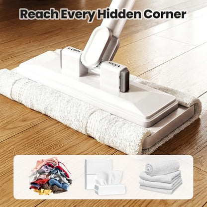 Hands-Free Multi-Purpose Flat Mop, Long Handle Hands Free Flat Mop One Click Convenient Cloth Changing MiniMops, Disposable Dust Snap Mops Grip Zero Touch Mops for Multi Surface Cleaning (53.1 in) - color: 53.1 in