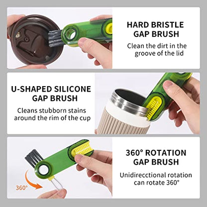 3 in 1 Cup Lid Gap Cleaning Brush Set, Multifunctional Insulation Bottle Cleaning Tools, Mutipurpose Tiny Silicone Cup Holder Cleaner, Home Kitchen Cleaning Tools - color: Blue+green+grey