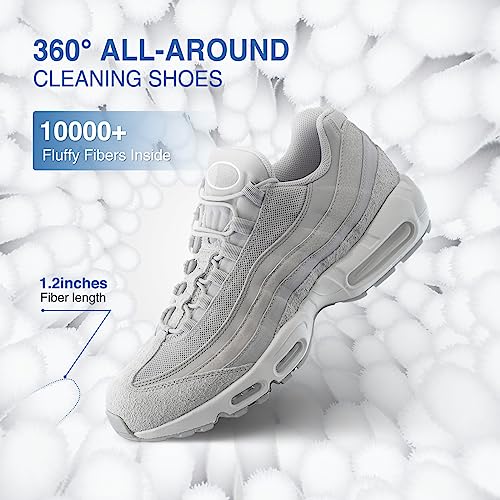 Teletrogy Shoe Washing Bag for Washing Machine, Fluffy Fibers Keep 360° Wrap-around Cleaning, Adjustable Shoe Trees, Durable Hidden Zipper Reusable Laundry Bag for Sneaker Gym Shoes White - color: White