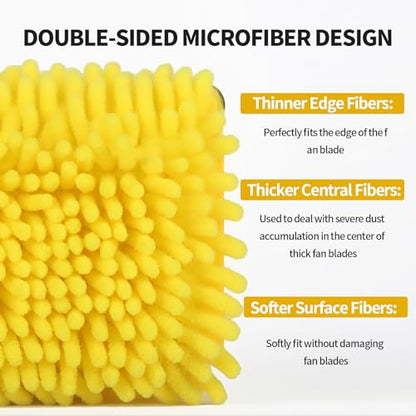 High Ceiling Fan Cleaner Duster for Fans Blades Cleaner with 78.7in Extension Pole Extra Long Handle Cleaning Tool，Reusable Chenille & Microfiber Mop Head for Baseboard Wall Floor Window Glass Wiper