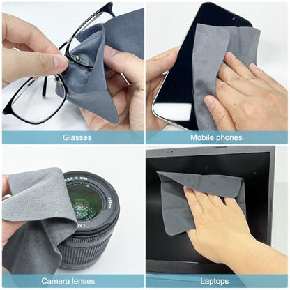 TENOC 6 Pack Microfiber Cleaning Cloths for Electronics, Camera Lenses, Eyeglasses, Cell Phone and Laptop Screens, Safe and Effective Wipe Kit, Gray (6"x6")