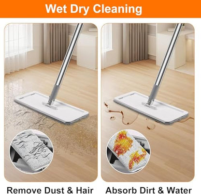 Mop Pads Mop Head Refill Washable Wet/Dry Mops Flat Compatible with Most 11-13" Hook and Loop (Velcro) Flat Mops.System Floor Care System (F-Padsx6) - size: F-Padsx6