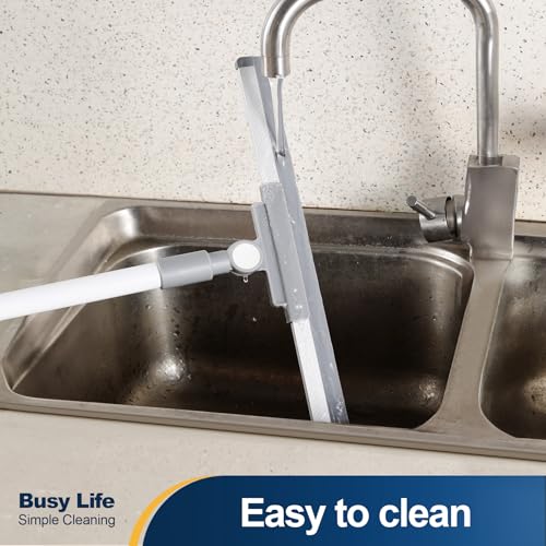 Yocada Rubber Floor Squeegee Broom TPR Blade Adjustable Scrubber Squeegee Household Broom for Shower Bathroom Kitchen Home Tile Pet Hair Fur Floor Marble Glass Window Water Foam Cleaning 53.15"
