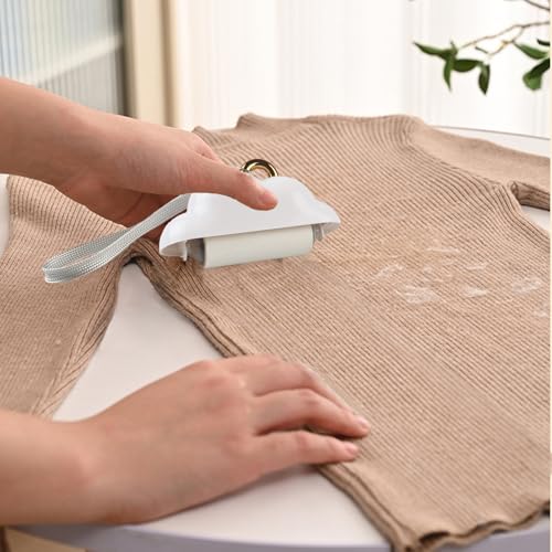 Mini Travel Lint Roller, Reusable Pet Hair Remover for Clothes with 150 Refillable Sheets (White) - color: White
