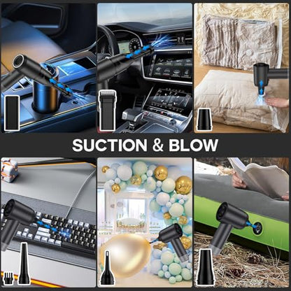 Handheld Vacuum,6-in-1 18000PA High Power Vacuum Cleaner/Air Duster,Portable Mini Vacuum Cleaner with Brushless Motor,Car Window Breaker and Seatbelt Cutter for Car Home(Grey)