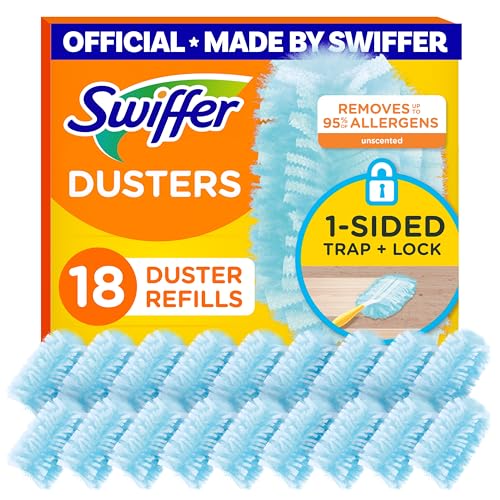 Swiffer Dusters Refill for Cleaning, Made by SWIFFER, Feather & Microfiber Duster Disposable Alternative, for Dusting Furniture, Blinds, Ceiling Fans, Walls, Helps Remove Allergens, Unscented, 18ct - size: 18 Count (Pack of 1), style: Unscented
