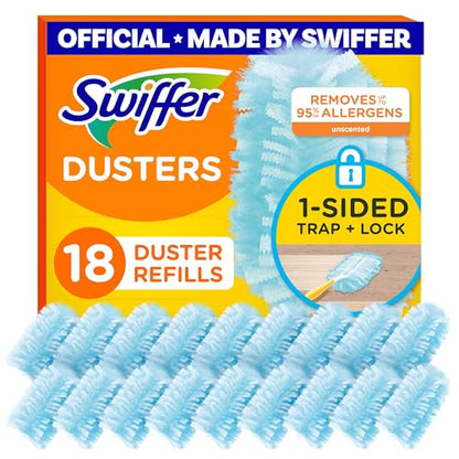 Swiffer Dusters Refill for Cleaning, Made by SWIFFER, Feather & Microfiber Duster Disposable Alternative, for Dusting Furniture, Blinds, Ceiling Fans, Walls, Helps Remove Allergens, Unscented, 18ct - size: 18 Count (Pack of 1), style: Unscented