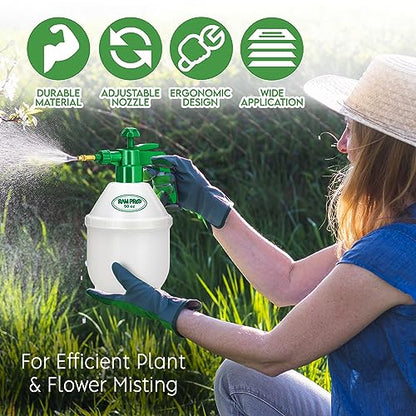 RamPro Garden Sprayer, 0.4 Gallon Pump Sprayer, 1.5L Weed Sprayer, 50 Oz Water Sprayer Pump Spray Bottle for Lawn Sprayer, Plant Mister, Safety Valve & Adjustable Brass Nozzle Pressure Hand Sprayer - size: 50oz