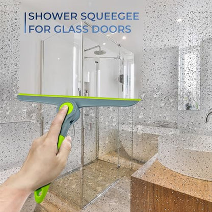 DSV Standard 10" Heavy Duty Green, Grey Window Cleaning Squeegee, Handheld Squeegee for Glass Doors, Windows, Car Windshields & More - color: Green