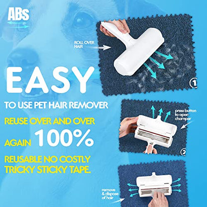 LeXmo ABS Pet Hair Remover - Dog and Cat Reusable Lint Roller for Couch Furniture Carpet Clothing and Bedding Hair Remover Tool for Cleaning Surfaces - Upgraded Animal Fur Removal Tool